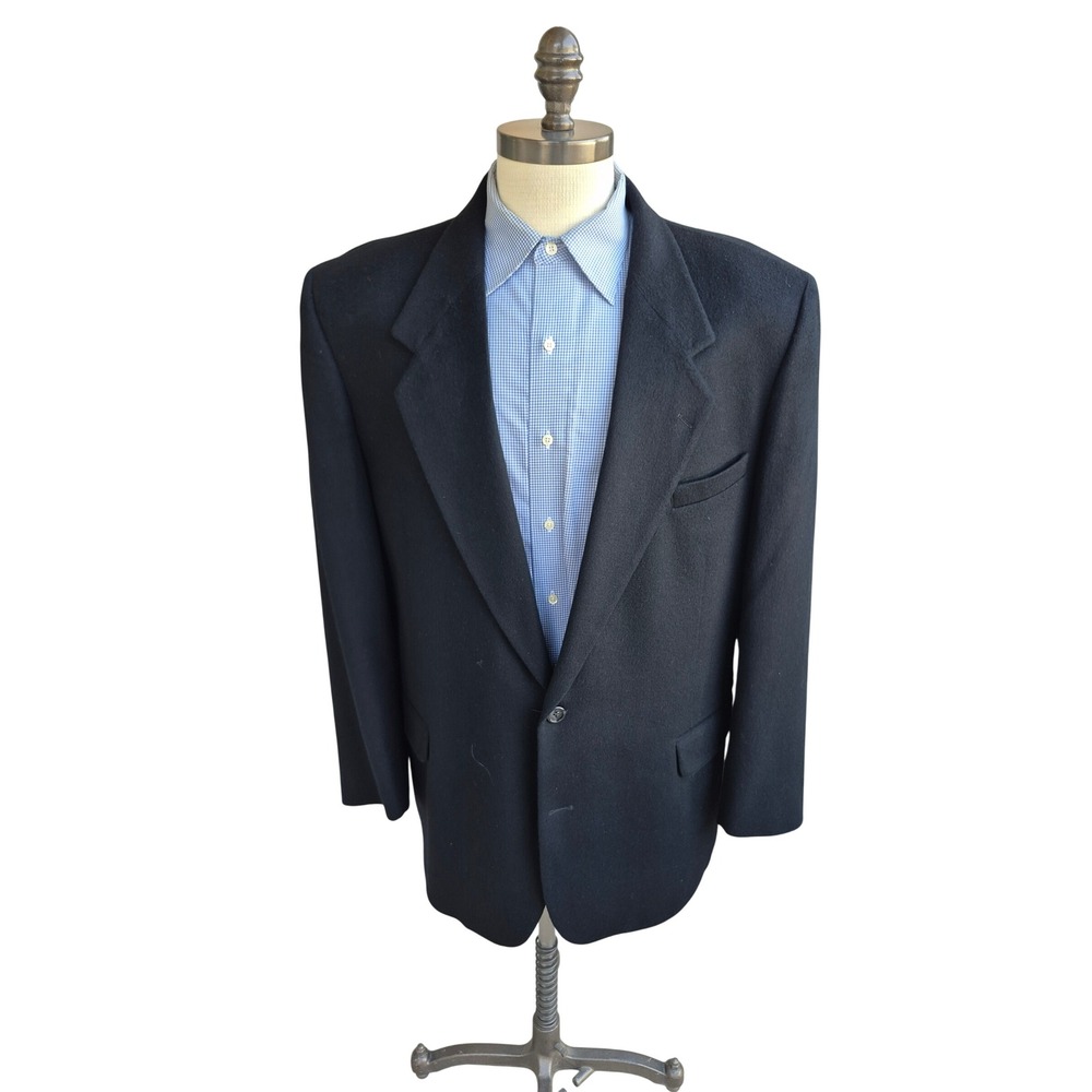 Fioravanti Studio New York Cashmere Blazer Black Sport Coat Mens Sz 48 L VTG